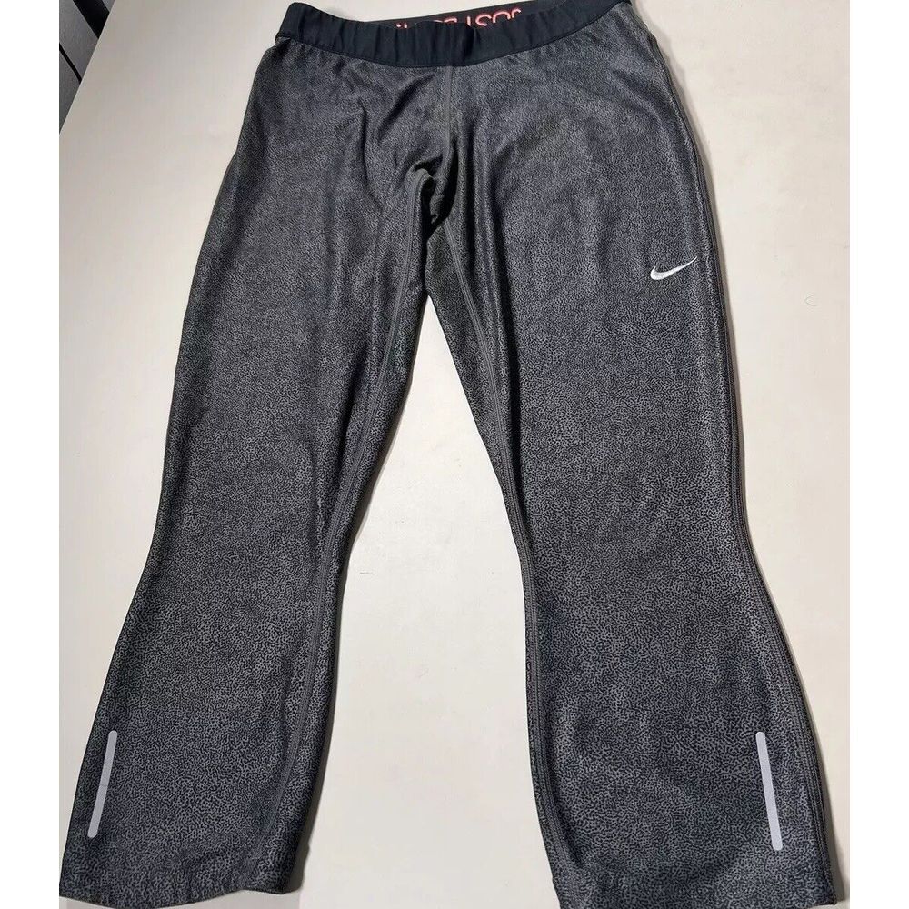 Nike Dri Fit Relay Rollover Abstract‎ Print Black Capri Leggings Size M